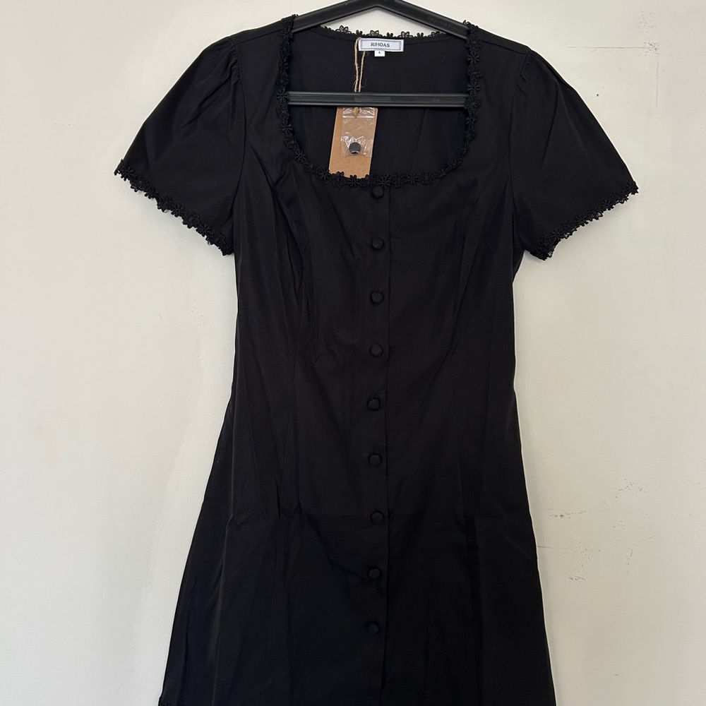 RIHOAS Black Button-Down Mini Dress